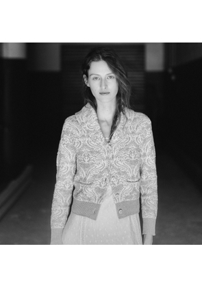 Floral Jacquard-Knit Cardigan