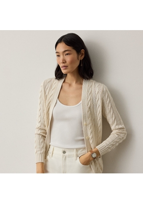 Cable-Knit Silk-Blend V-Neck Cardigan