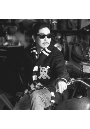 Skull-Patch Wool Shawl Cardigan