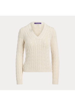 Cable-Knit Silk V-Neck Jumper