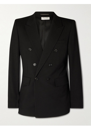 SAINT LAURENT - Double-Breasted Wool-Gabardine Blazer - Men - Black - IT 46