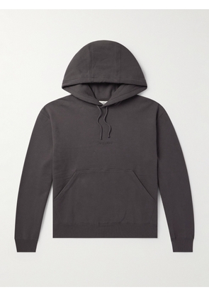 SAINT LAURENT - Logo-Embroidered Cotton-Jersey Hoodie - Men - Gray - S