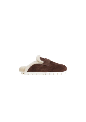 Shearling-lined Suede Mules