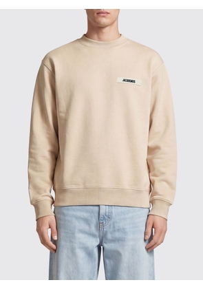 JACQUEMUS Pure Cotton Crewneck Sweatshirt with Applied Contrast Logo