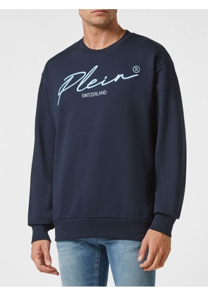 PHILIPP PLEIN Cotton Crewneck Sweatshirt with Dropped Shoulders and Contrast Logo