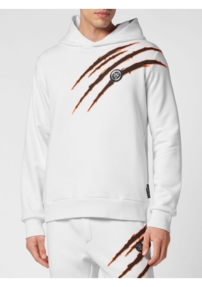 Plein Sport Cotton Hoodie with Graphic Print and Hexagon Logo