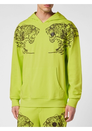 Plein Sport Cotton Hoodie with Graphic Print and Kangaroo Pocket