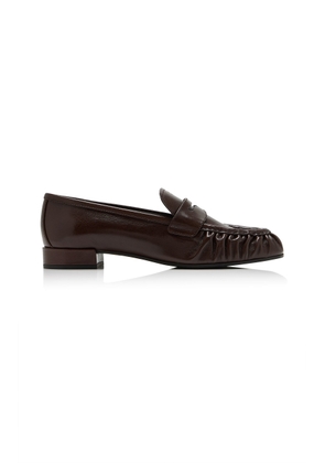 Prada Ruched Leather Loafers - Moda Operandi
