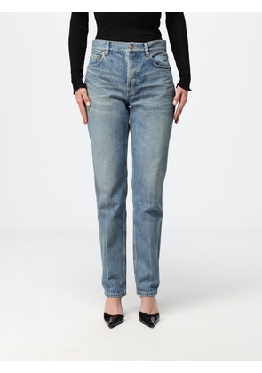 SAINT LAURENT Mid-Rise Skinny Jeans in Blue Cotton Denim with Five Pockets