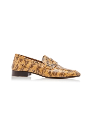 Dries Van Noten Snakeskin-Effect Leather Loafers - Moda Operandi