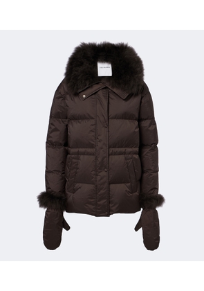 Yves Salomon Set of calf-hair trimmed down jacket and gloves