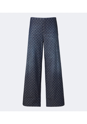 Gucci GG cotton chambray jacquard wide-leg pants