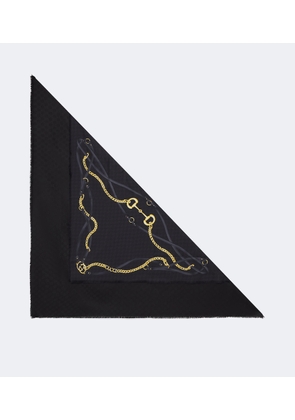 Gucci Fringe-trimmed printed silk shawl