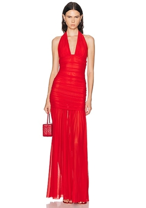 SEROYA Teghan Dress in Derby Red - Red. Size XS (also in S, M, L, XL).