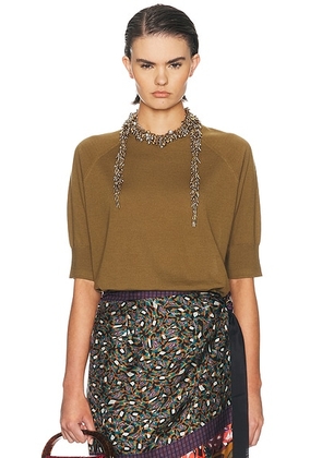 Dries Van Noten Tuan Sweater in Khaki - Olive. Size L (also in XS, S, M).