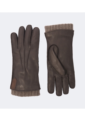 Canali Cashmere-trimmed leather gloves