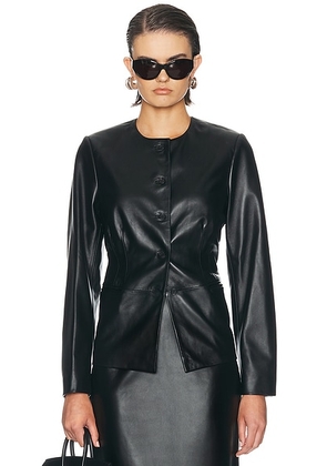 Loulou de Saison Adea Collarless Tailored Jacket in Black - Black. Size 36 (also in 38, 40).