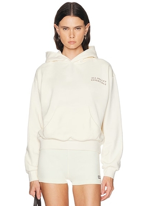 Fear of God ESSENTIALS 90's Fleece Hoodie in Washed Ivory - Ivory. Size XS (also in S, M, L, XL).