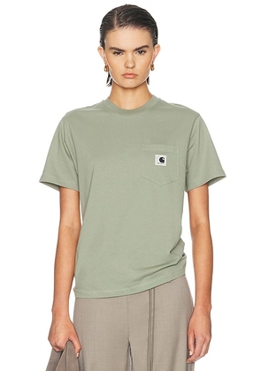 Carhartt WIP Short Sleeve Pocket T-Shirt in Shady Green - Green. Size XS (also in S, M, L).