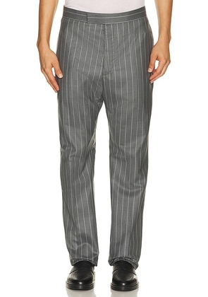 Thom Browne Fit 1 Backstrap Wool Flannel Chalk Stripe Trouser in Med Grey - Grey. Size 4 (also in 1, 5).