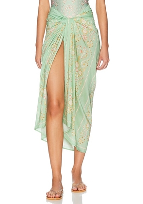 Agua by Agua Bendita Lavanda Pareo Midi Skirt in Playa - Green. Size all.
