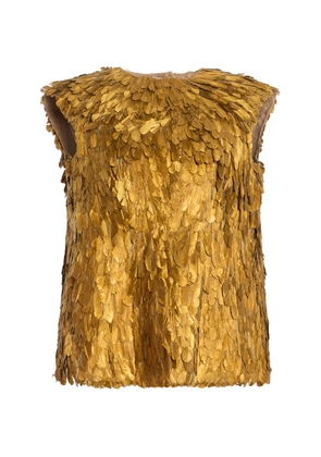Atelier Prabal Gurung Metallic Hand-Feathered Top - Moda Operandi