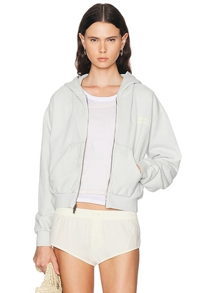 Fear of God ESSENTIALS 90's Full Zip Hoodie in Washed Overcast - Blue. Size XL (also in XS, S, M, L).