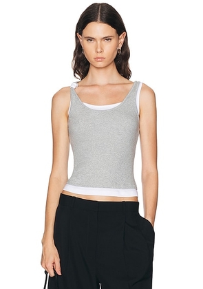 Mimchik Double Layer Knotted Tank Top in Gray - Grey. Size 8 (also in 0, 2, 4, 6).