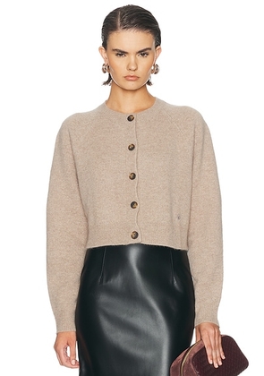 Loulou de Saison Heike Cropped Raglan Cardigan in Coast Beige - Beige. Size XS (also in S, M, L).