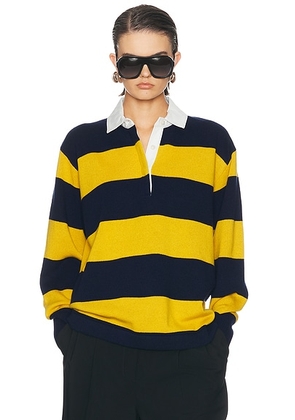 NILI LOTAN Rashida Rugby Sweater in Navy & Amber Stripe - Multi. Size XS (also in S, M, L).
