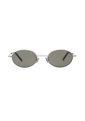 St. Agni Fine Metal Oval Sunglasses in Chrome & Black - Metallic Silver. Size all.
