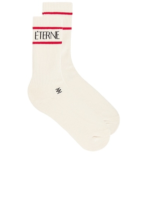 Eterne Logo Sport Sock in Cream - Cream. Size all.
