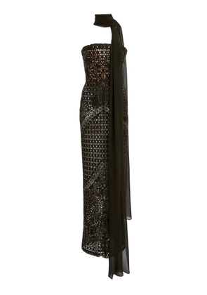Elie Saab SpecialOrder-Strapless Embroidered Maxi Dress - Moda Operandi