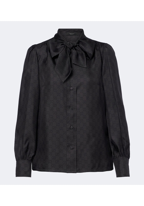 Gucci GG tie-neck silk twill blouse