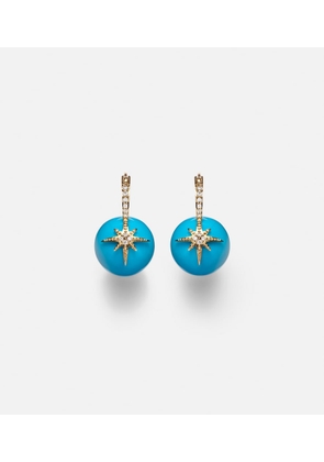 Sydney Evan Starburst 14kt gold earrings with turquoise and diamonds