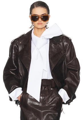 Saint Laurent Leather Jacket in Brown - Brown. Size 38 (also in 34, 36, 40).