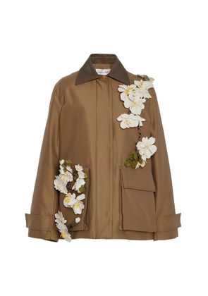 Oscar de la Renta Embellished Cotton Jacket - Moda Operandi