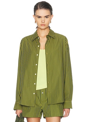 Comme Si La Shirt Classica Top in Saguaro Stripe - Green. Size L (also in M, S, XS).