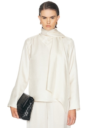 Loulou de Saison Gala Foulard Blouse in Ivory - Ivory. Size XS (also in S, M, L).