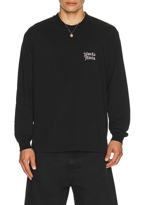 WACKO MARIA Washed Heavy Weight Crew Neck Long Sleeve T-shirt Type 4 in Black - Black. Size XL/1X (also in S, M, L).