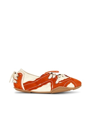Acne Studios Bilaria Flap Suede Sneaker in Off White & Orange - Orange. Size 36 (also in 37, 38, 39, 40, 41).