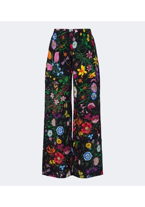 Gucci Gucci Flora silk twill palazzo pants