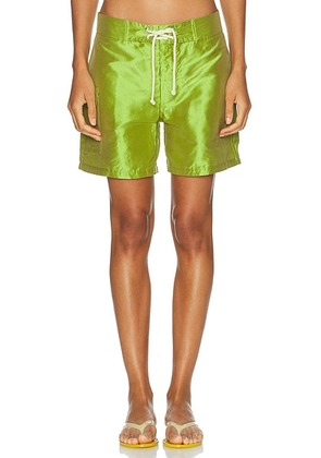 DONNI. The Taffeta Board Short in Pistachio - Green. Size S (also in ).