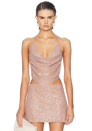 Retrofete Bethely Sequin Top in Truffle - Beige. Size M (also in L, S, XS).