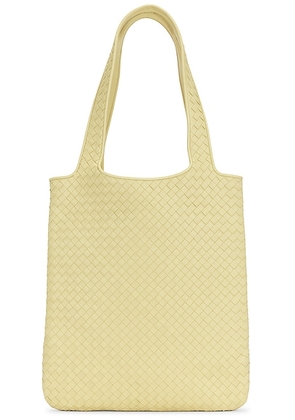 Bottega Veneta Veneto Small Tote Intrecciato 9X12 Nappa Fluffy in Butter Yellow & Si - Yellow. Size all.