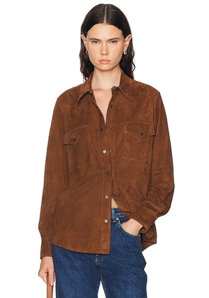 TWP Cowboy Leather Travelin Soldier Top in Cigar - Cognac. Size M (also in S, L).