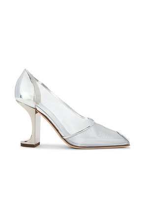 IZIE Eleven D'orsay Pump in Silver Mesh & Silver Specchio - Metallic Silver. Size 40 (also in 37, 38, 39, 41).