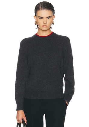 Loulou de Saison Otis Sweater in Charcoal & Red - Charcoal. Size S (also in M, XS).