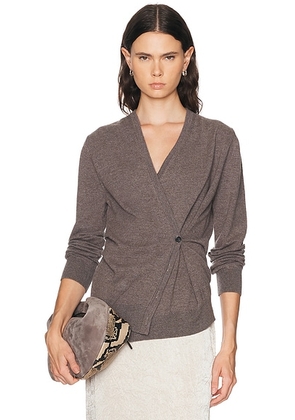 Rohe Twisted Ballet Cardigan in Mud - Taupe. Size 38 (also in 34, 36, 40).
