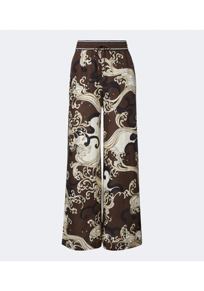Alemais Otis printed linen wide-leg pants